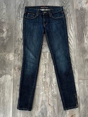 RALPH LAUREN Black Label 342 Dark Wash Ankle Zip Slim Fit Denim Jeans Size 27